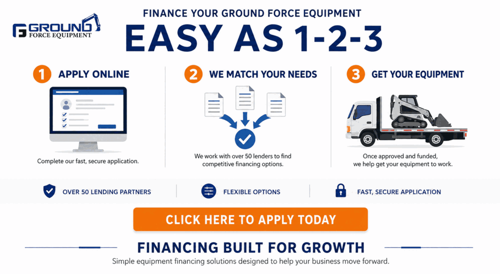 Ground Force equipment financing: apply online, we match your needs with over 50 lending partners, and get your equipment